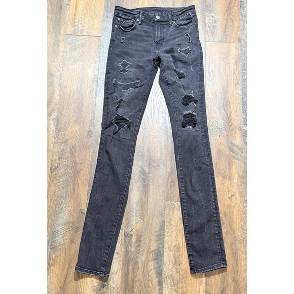 Young money distressed ripped skinny jeans 28x32 american eagle collaboration - Picture 3 of 8